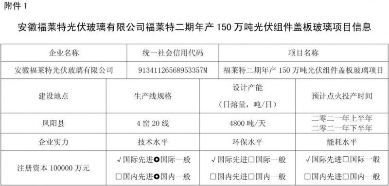 安徽光伏玻璃項(xiàng)目聽證會(huì)公告（另含云南、湖北等）